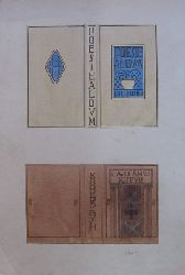 Hrrle, Heinrich  Zeichnung / Entwurf fr ein Poesiealbum (fr Lotte Scher) und darunter fr ein Kommersbuch (Gaudeamus Igitur) (koloriert) 