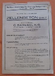 C. Baresel A.-G.  Werbeblatt der Firma C. Baresel in Stuttgart, Lindensprstrasse 39 zur Werkbund-Ausstellung Die Wohnung Stuttgart 1927 ("Der ideale Bau- und Isolierstoff Zellenbeton D.R.P.") 