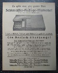 Schlaraffia-Werke  Werbeblatt der Firma Schlaraffia-Werke Barmen-Wichlinghausen fr Schlaraffia-Auflege-Matratze ! 