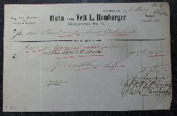 Homburger, Veit L.  Obligation / Schuldverschreibung "Nota von Veit L. Homburger, Zhringerstrasse Nro. 79 fr den Pfarrhausfond Palmbach" 