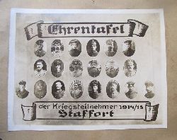 anonym  Ehrentafel der Kriegsteilnehmer 1914/18 Staffort (Groformatiges Foto mit 20 Kriegsteilnehmer aus Staffort am 1. Weltkrieg) 