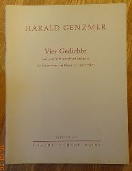 Genzmer, Harald  Vier Gedichte von Georg Britting und Carl Zuckmayer (Fr Mnnerchor und Klavier zu vier Hnden; Partitur) 