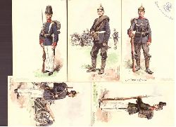 Becker, Carl  5 Ansichtskarten verschiedene Militrs / Ltzows Infanterie Regiment 