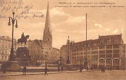   Ansichtskarte AK Hamburg. Rathausmarkt mit Mnckebergstr. (Versmannhaus mit Stadtcafe, Kaiser-Wilhelm-Denkmal u. St. Petri.Kirche) 