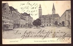   Ansichtskarte AK Ingoldstadt. Gouvernementsplatz mit Rathuas und Moritzkirche 