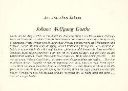 Mensching, Wilhelm (Bckeburg, Freundschaftsheim) und Grete Sumpf  Johann Wolfgang Goethe (a.d. Reihe: "Aus deutschem Erbgut") 