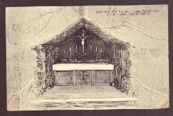   Ansichtskarte AK Altar einer Waldkapelle in einem Barackenlager auf dem westlichen Kriegsschauplatz (Stempel III. Bayerische Ersatz-Division Abt. 8. Batterie) 