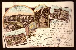   Ansichtskarte AK Gruss aus Knigsberg (Litho. 4 Motive. Knigsgarten-Universitt, Kant-Denkmal, Landeshaus, Regierung) 