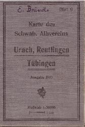 ohne Autor  Karte des Schwbischen Albvereins Blatt 9 (Urach, Reutlingen, Tbingen. Ausgabe 1925. Mastab 1:50.000) 