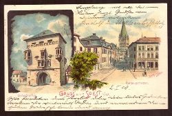   Ansichtskarte AK Gruss aus Soest. Osthofenthor. Rathausstrasse (Kunstkarte nach Erwin Spindler) 