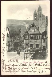   Ansichtskarte AK Gruss aus Alt-Speyer (Wirtschaft zum Halbmond  F. Schultz) 