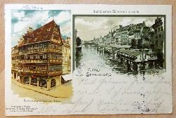   Ansichtskarte AK Gruss aus Strassburg (Kammerzell`sches Haus; Blick auf den Schiffsleutstaden. Litho) 
