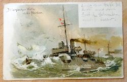 Stwer, Willy  Ansichtskarte AK Strmisches Wetter in der Nordsee (Knstlerkarte (Litho) v. Willy Stwer (hier nicht im Druck signiert; es gibt im Druck signierte identische Karten) 