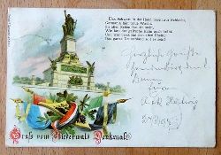   Ansichtskarte AK Gru vom Nieder-Denkmal (Farblitho mit Gedicht, Fahnen etc.) 