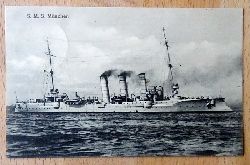   Ansichtskarte AK Kriegsschiff S.M.S. Mnchen (Feldpostkarte. Stempel Kaiserlich Deutsche Marine Schiffspost) 