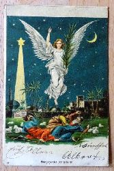   Ansichtskarte AK "Bitte gegen das Licht halten" Stern von Bethlehem, Engel (Farblitho) 