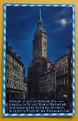   Ansichtskarte AK Mnchen. St. Peterkirche bei Mondschein (Mit Reim zu Mnchen und Hofbruhaus) 