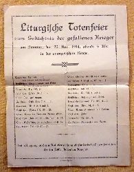   Programm / Flugblatt "Liturgische Totenfeier zum Gedchtnis der gefallenen Krieger am Sonntag den 22. Nov. 1914 in der evangelischen Kirche 