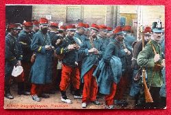   Ansichtskarte AK Ankunft kriegsgefangener Franzosen (in Farbe) (Feldpost) 