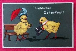   Ansichtskarte AK Frhliches Osterfest (Kken mit Zylinder macht seine Aufwartung) 