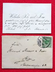 Fels, Wilhelm und Frau  Visitenkarte und Briefcouvert des Wilhelm Fels und Frau, Karlsruhe Blumenstrae 23 