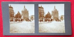   Original Stereoskopie.-Fotografie (Stereobild. Stereophotographie). Paris 1913. Straenszene mt Menschen und Automobilen 