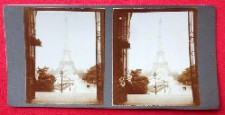   Original Stereoskopie.-Fotografie (Stereobild. Stereophotographie). Paris 1913. Blick auf den Eiffelturm vom Trocadero aus 