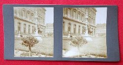   Original Stereoskopie.-Fotografie (Stereobild. Stereophotographie). Paris 1913. Denkmal eines Dichters beim Louvre 