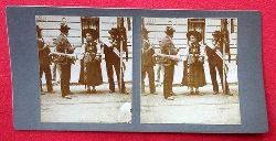   Original Stereoskopie.-Fotografie (Stereobild. Stereophotographie). Innsbruck 1909. 100-Jahr Feier. Typen vom Festzug 