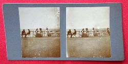   Original Stereoskopie.-Fotografie (Stereobild. Stereophotographie). Ostende 1908. Am Strand 
