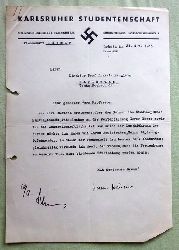 TH Karlsruhe  1seitiges Schreiben der Karlsruher Studentenschaft (Fachschaft Chemie) der Technischen Hochschule an Professor Dr. Henglein v. 21. Nov. 1935 