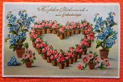   Ansichtskarte AK Herzlichen Glckwunsch zum Geburtstage (Herz aus Blumen) 