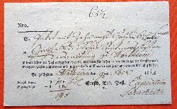   Paketschein v. 9. September 1824 fr ein Paket fr Scheintaxe 14kr 