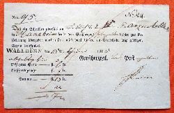   Paketschein v. 15. Juni 1845 fr ein Schreiben fr Scheintaxe 13kr 