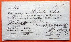   Paketschein v. 10. August 1830 fr ein Paket fr Scheintaxe 36kr 