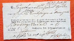   Paketschein v. 22. Juli 1836 fr ein Paket fr Scheintaxe 4kr 