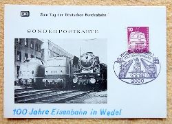   Ansichtskarte AK Sonderpostkarte 100 Jahre Eisenbahn in Wedel (mit Sonderstempel) 