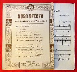 Becker, Hugo  Compositionen fr Violoncell Op. 2 (Andante religioso mit Klavier u. Harmonium) + Opus 3 Erinnerung (Drei Stcke mit Klavier) 