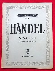 Hndel, Georg Friedrich  Drei Sonaten nach Instrumental-Konzerten. Sonate Nr. 1 G moll - G minor - Sol mineur (Fr Violoncell und Pianoforte (August Lindner) 
