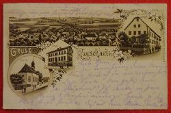   Ansichtskarte AK Gruss aus Rinschheim. 4 Motive (Total-Ansicht, Kirche, Schule, Gasthaus zum Ochsen) 