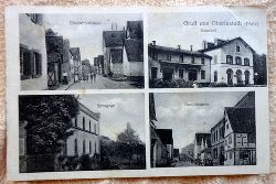   Ansichtskarte AK Gru aus Oberlustadt (Pfalz) 4 Ansichten (Bismarckstrasse, Synagoge, Bahnhof, Hauptstrasse) 