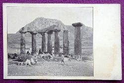   Ansichtskarte AK Korinth, Apollotempel und Akrokorinth (Hinten gedruckt: "Deutsche Studienfahrt nach Griechenland") 