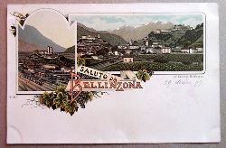   Ansichtskarte AK Saluta da Bellinzona. Farblith. 2 Ansichten 