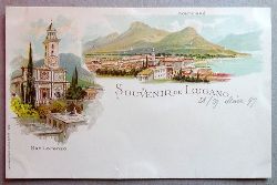   Ansichtskarte AK Souvenir de Lugano. Farblitho. 2 Ansichten. Mont Bre, San Lorenzo 