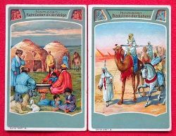   Reklamebild / Kaufmannsbild / Sammelbild Dr. Nauenburgs Nervenbalsam (Serie 5407 Nomaden Nr. 2 (Kalmcken an der Wolga), Nr. 3 (Beduinen der Sahara) 