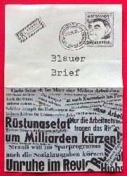 Vack, Klaus  Blauer Brief Bonn 1967 Alles fr die Rstung (oben mit gezeichneter aufgedruckter Notstandssondermarke (zeigt Franz Josef Strau) 