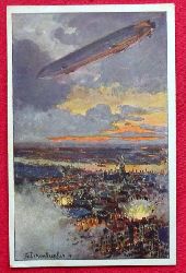 Eckenbrecher  Ansichtskarte. AK Zeppelin ber Antwerpen 