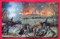   Ansichtskarte. AK Beschieung von Reims durch die Armee des Generaloberst von Einem (Invalidendank / Wohlfahrtskarte) 