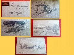 von Ravenstein, Paul  Original-Skizzenbuch mit 26 Bleistift-/Kohlezeichnungen des bekannten Knstlers Paul von Ravenstein (Karlsruhe) zwischen 1906-1907 