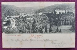   Ansichtskarte AK Schwarzburg (Thringen). Weisser Hirsch und Schloss (umseitig Stempel Bretten) 